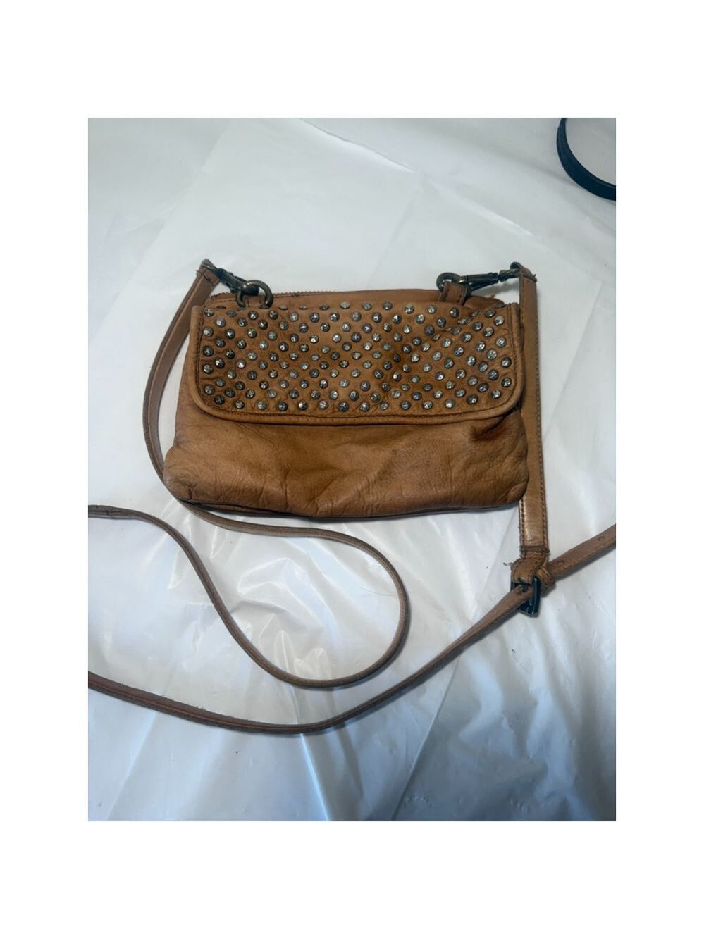 Platania studded leather Italy crossbody purse